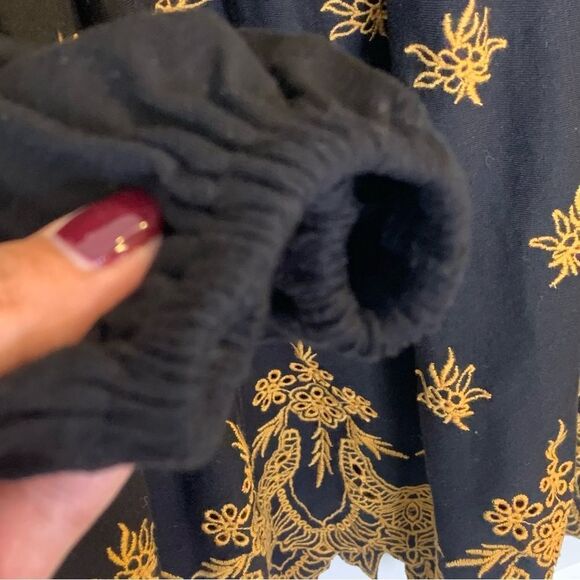 ASOS DESIGN wrap dress with gold cutwork embroidery detail in black Size 14 - Picture 6 of 12